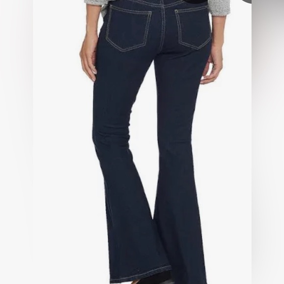 G.I.L.I Dark Wash Super Flare Denim Stretch Jeans Size 0 NWOT - Picture 2 of 13